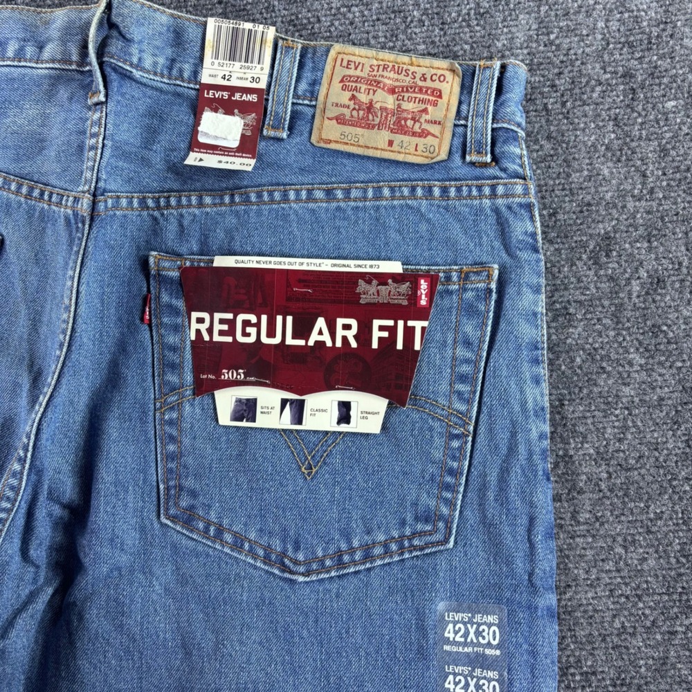 Levi's‎ 505 Jeans Mens 42x30 Blue Regular Fit Straight Leg New Vintage Denim